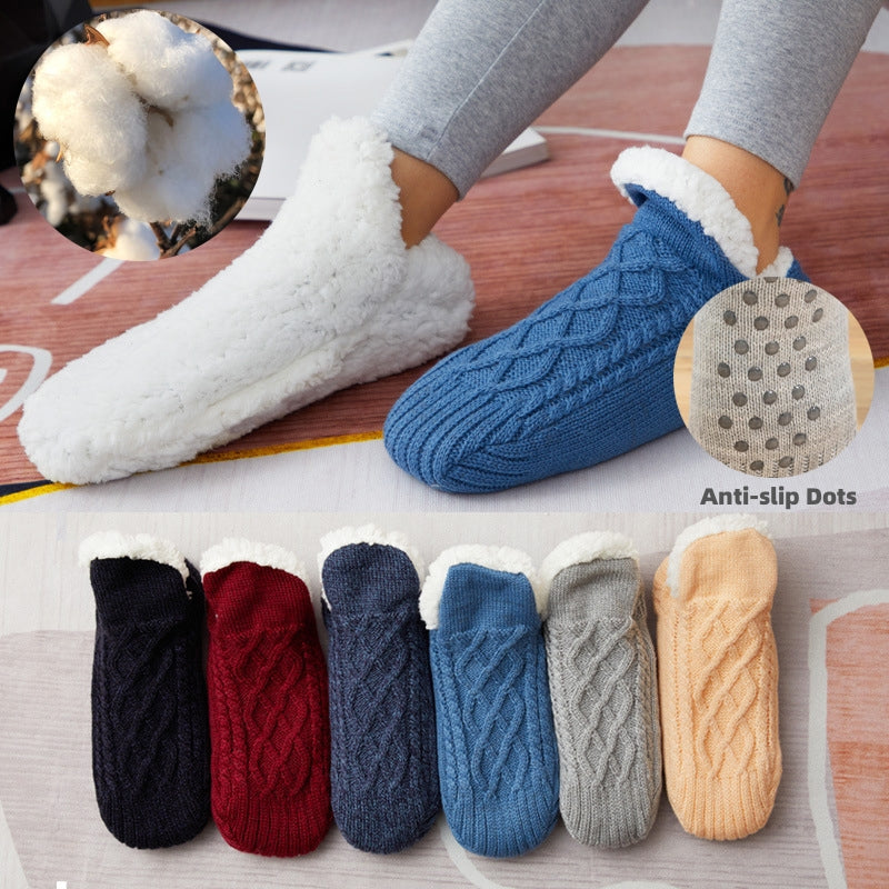 Thick Wool-Blend Home Socks, Non-Slip Warm Slipper Socks