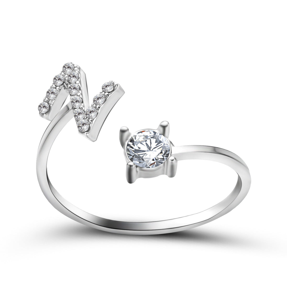 Adjustable Initial Letter Ring In Gold, Silver Or Rose Gold