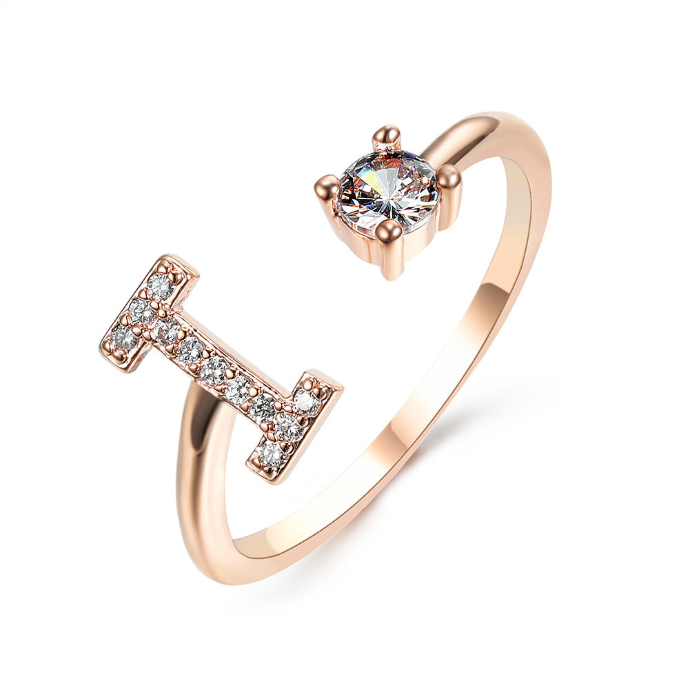 Adjustable Initial Letter Ring In Gold, Silver Or Rose Gold
