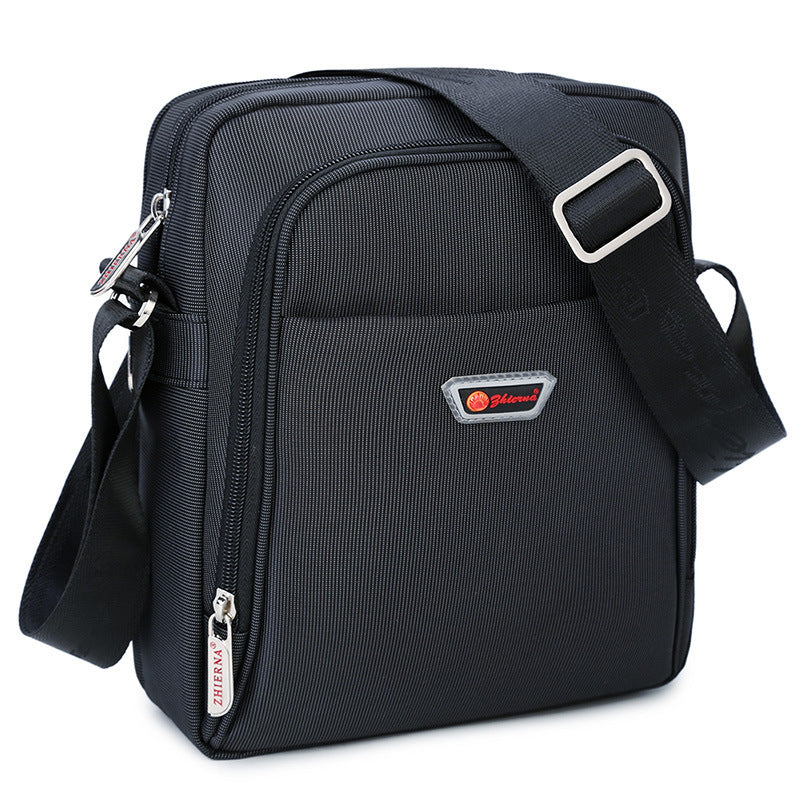 Men's Oxford Cloth Shoulder Bag, Square Messenger Handbag with Zip
