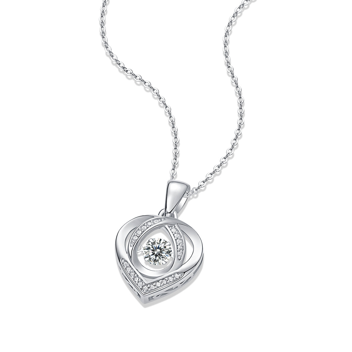Luxury Heart Pendant Necklace Set with Moissanite Diamond