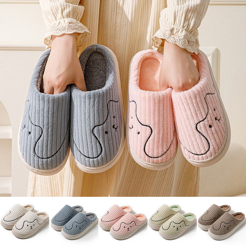 Striped Cat Slippers for Couples, Non-Slip and Warm for Winter
