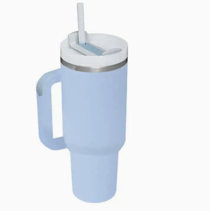 40oz Insulated Tumbler With Handle And Straw, Leakproof Lid