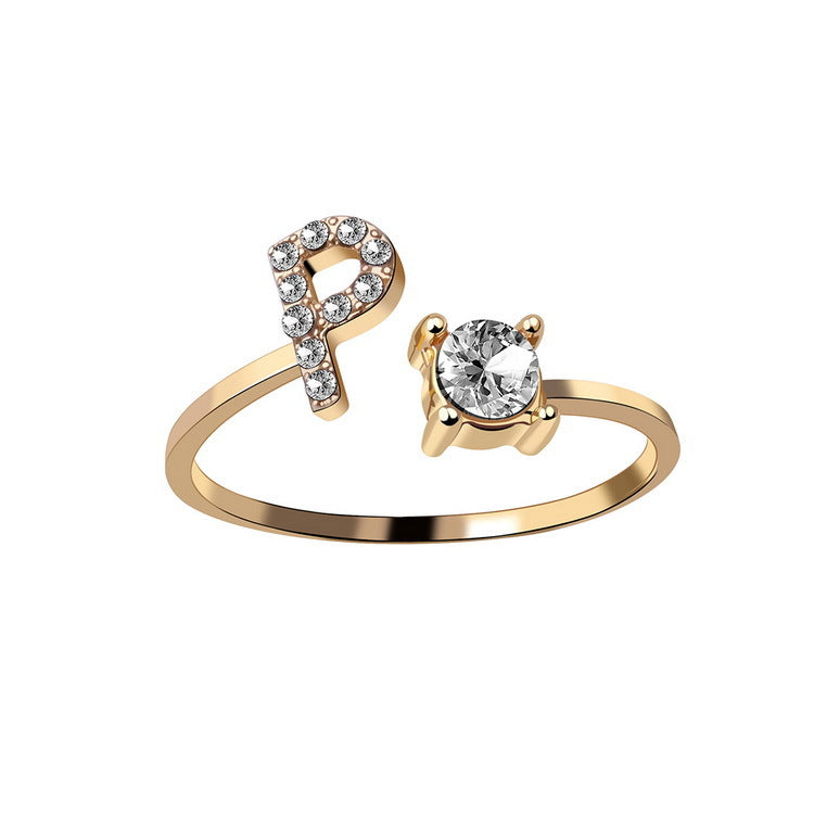 Adjustable Initial Letter Ring In Gold, Silver Or Rose Gold
