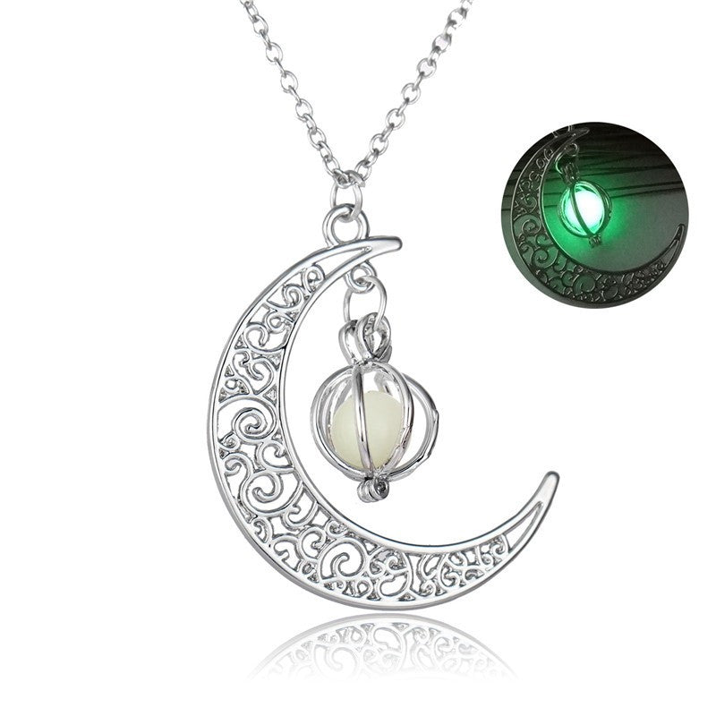 Glowing Moon Stone Pendant Necklace For Women, Luminous Charm