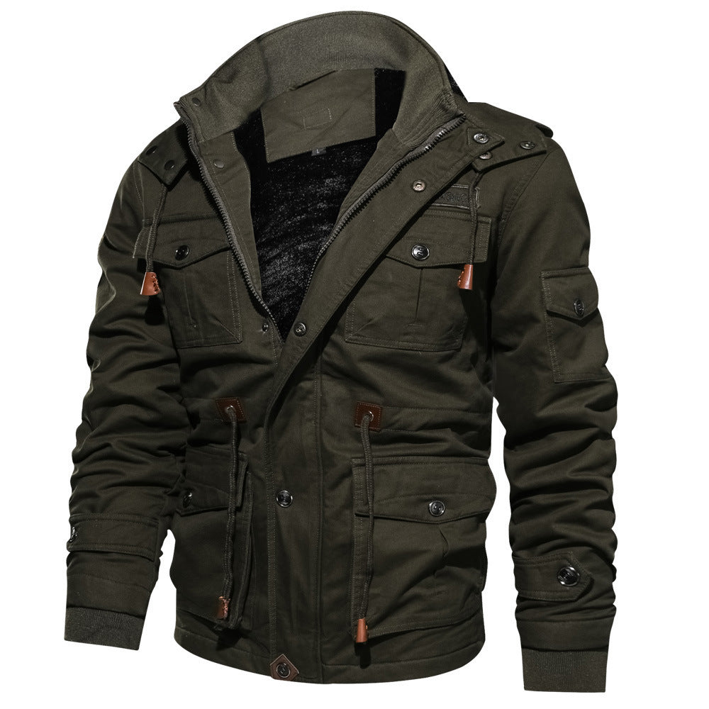Men's Winter Fleece Hooded Jacket, Warm Thick Outerwear