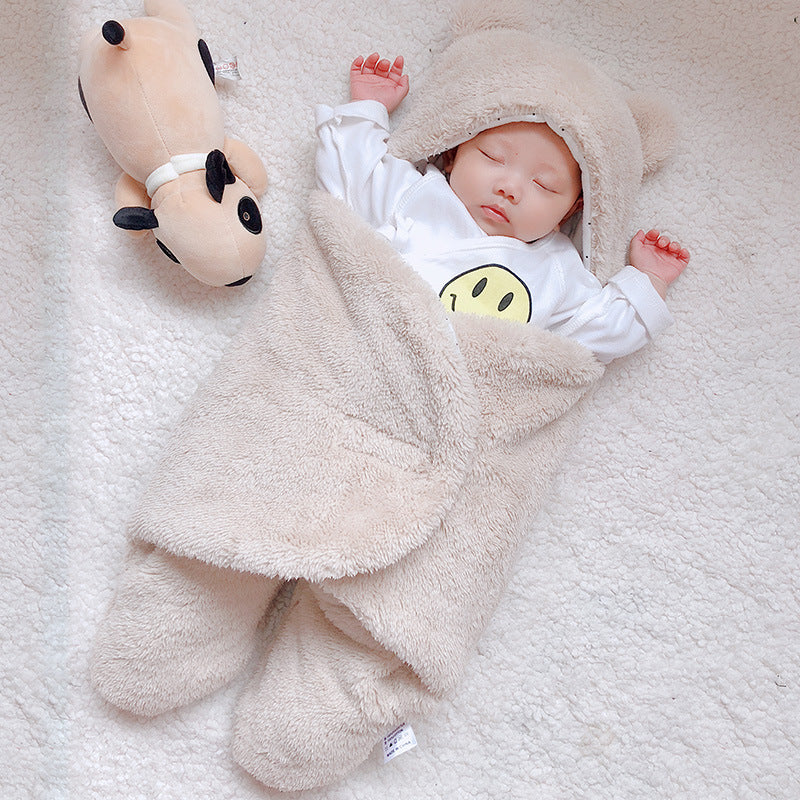 Fleece-Lined Baby Sleeping Bag, Winter Newborn Swaddle