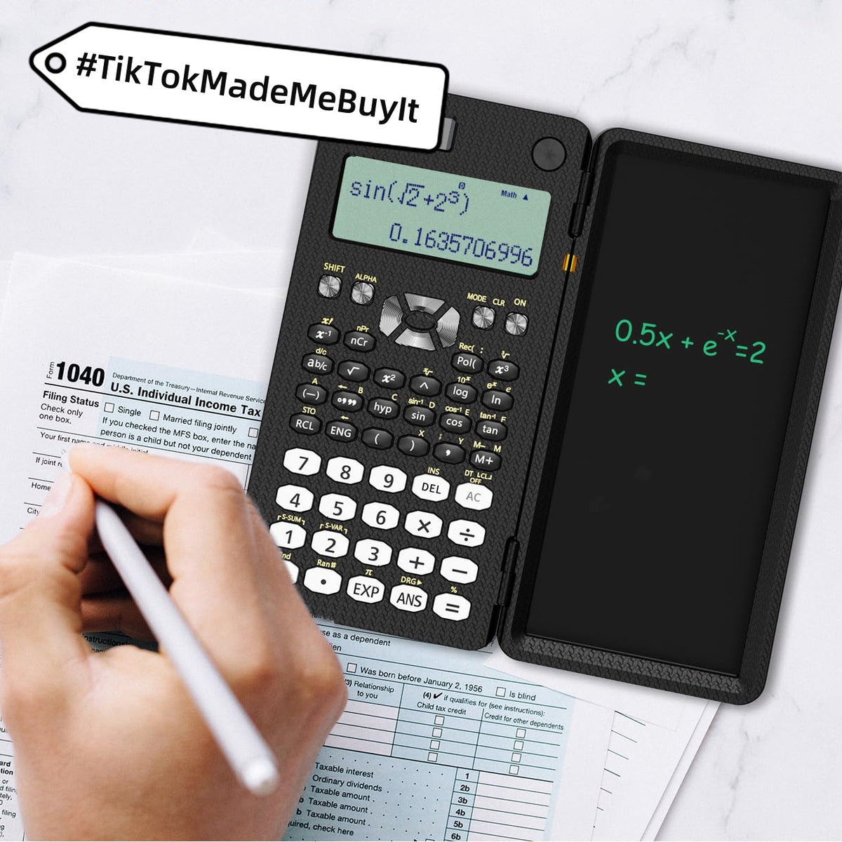 2 In 1 Foldable Scientific Calculator With Handwriting Tablet