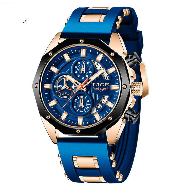 Men's Silicone Sport Quartz Watch, Luxury Look Casual Wristwatch