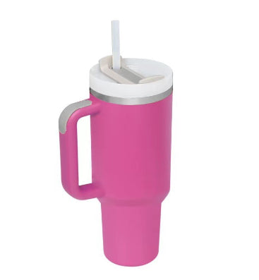 40oz Insulated Tumbler With Handle And Straw, Leakproof Lid