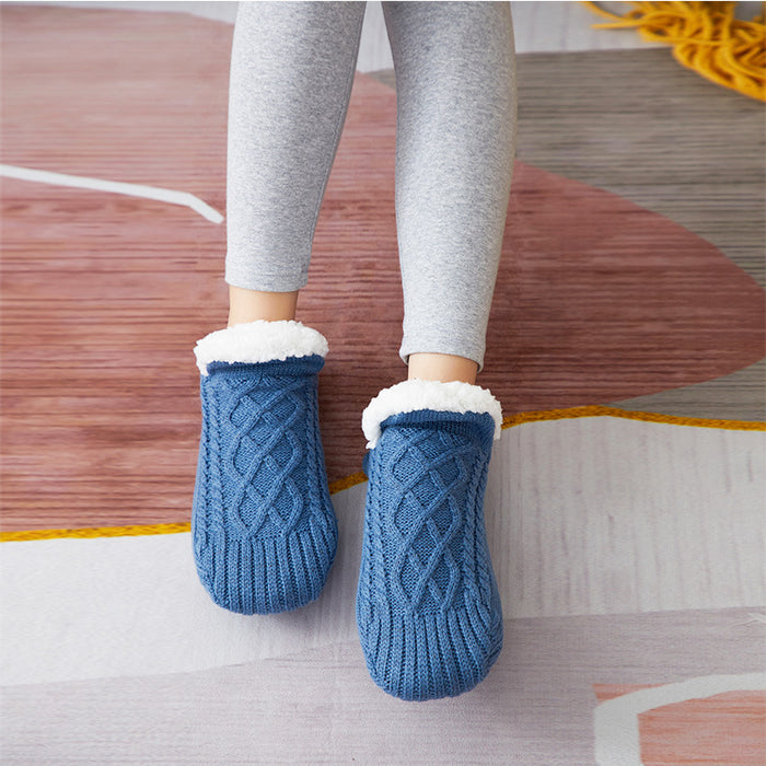 Calcetines gruesos para casa de mezcla de lana, cálidos y antideslizantes, estilo pantufla