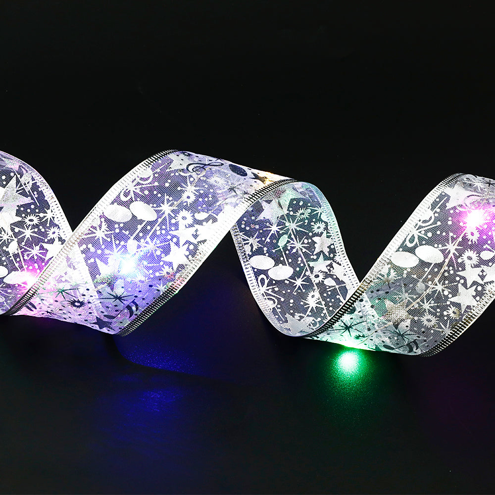 Christmas Fairy Lights String with Ribbon Bow Tie Decor