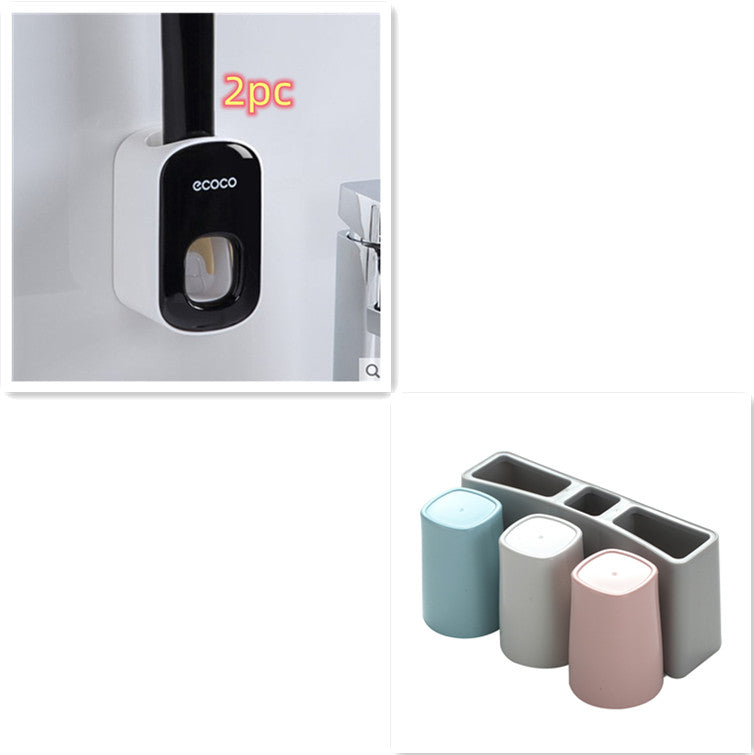Wall Mounted Automatic Toothpaste Dispenser And Toothbrush Holder