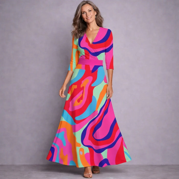 Dahlia | Robe longue élégante à manches mi-longues