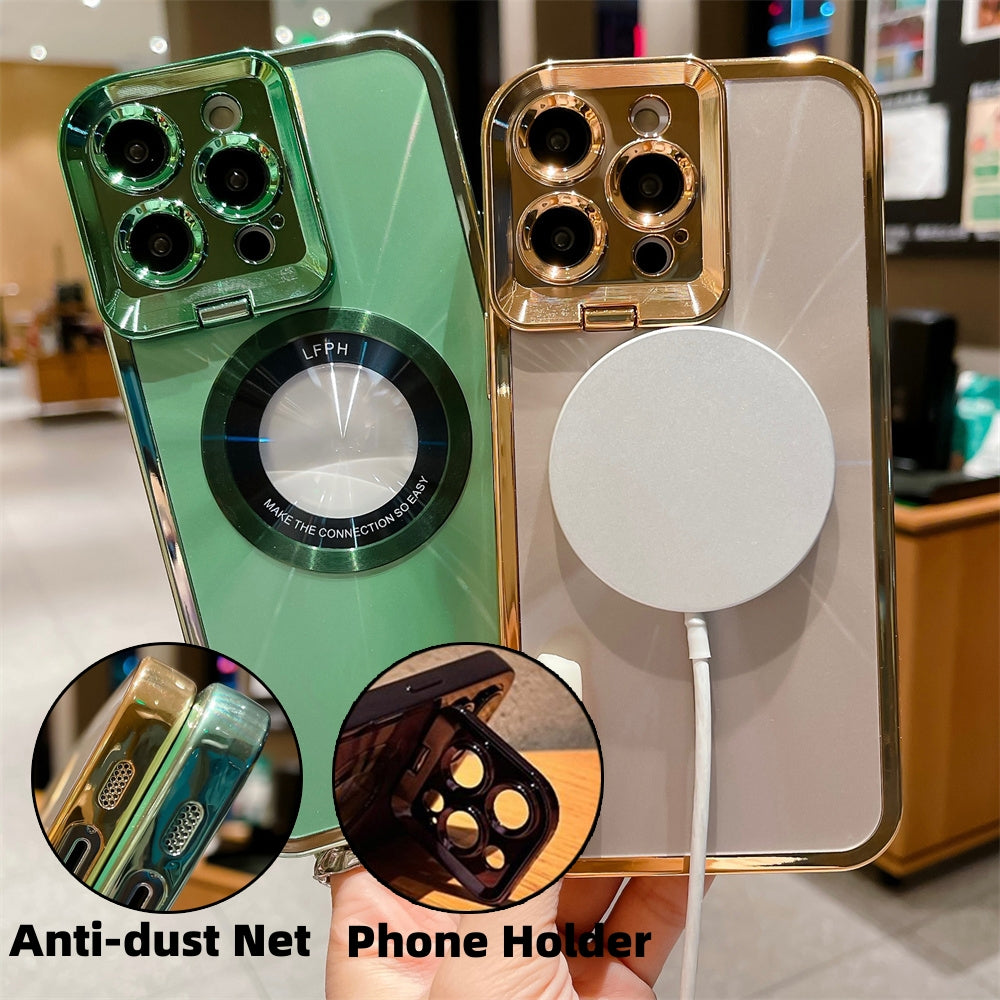 Electroplated Magnetic Phone Case With Hidden Camera Stand