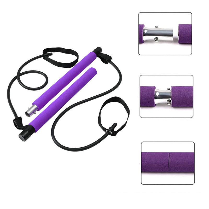 Fitness Pilates Bar with Elastic Resistance Bands for Home Workouts