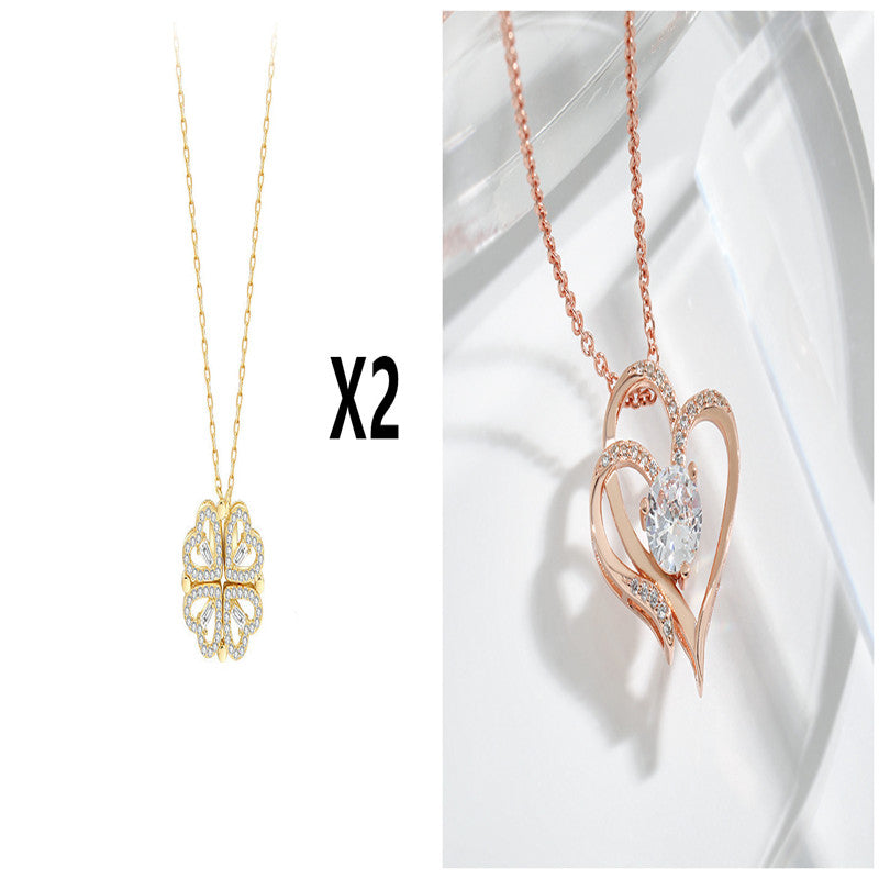 Detachable Four-Leaf Clover Necklace for Women, Multi-Wear Style