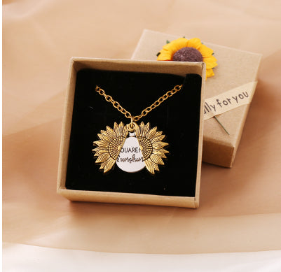 You Are My Sunshine Sunflower Necklace for Women and Men with Gift Box