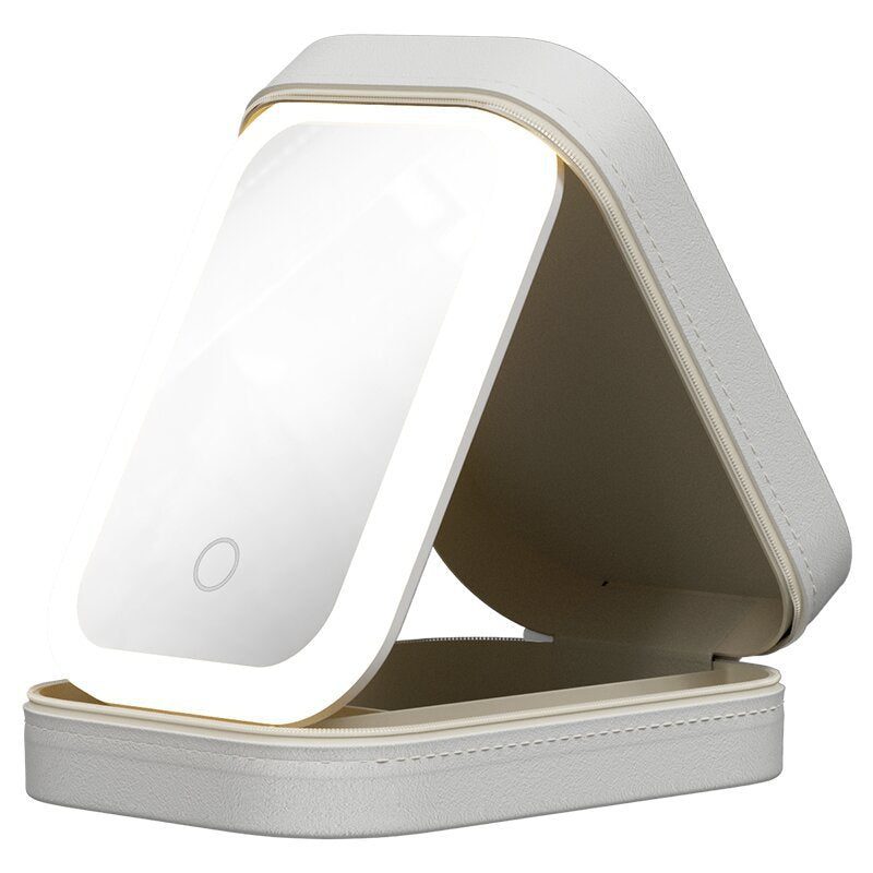 Portable Makeup Storage Box With LED Mirror and Touch Light