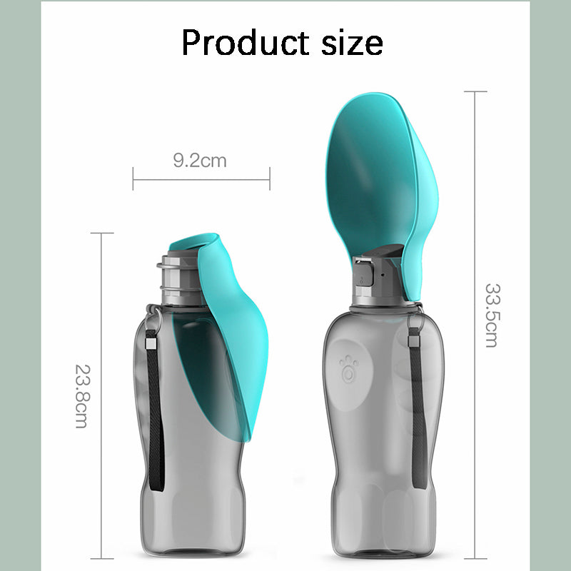 800ml Foldable Dog Water Bottle with Built-In Drinking Bowl