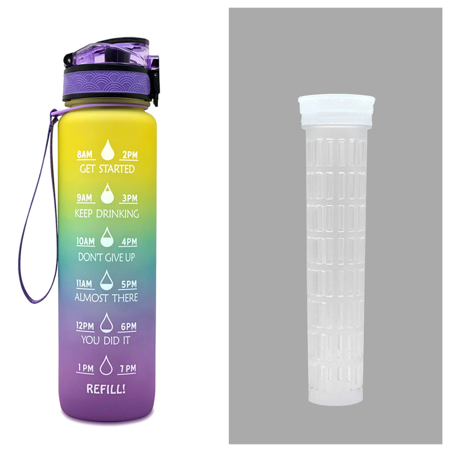 1L Tritan Water Bottle With Time Marker And Flip Cover