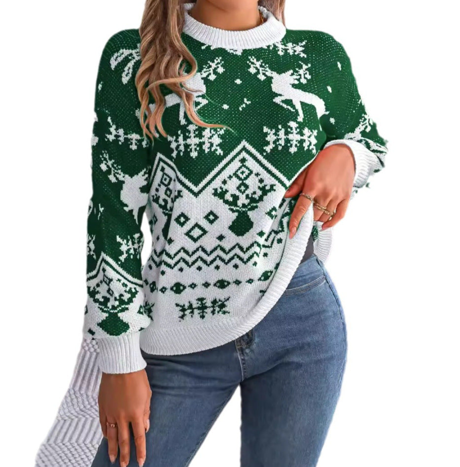 Deer Pattern Long Sleeve Hoodie Sweater for Autumn Winter