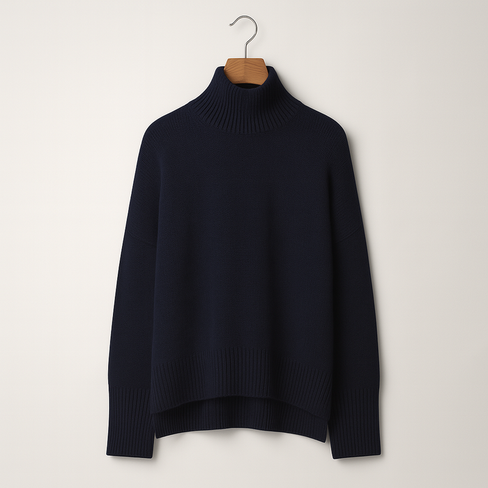 Pull à col roulé pour femme, coupe décontractée, manches longues