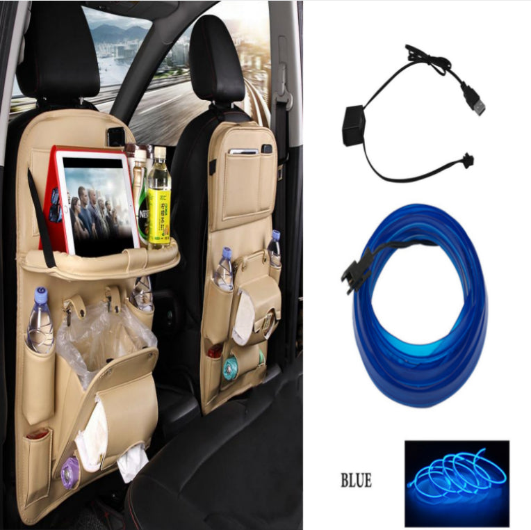 PU Leather Car Seat Back Storage Bag With Multiple Pockets