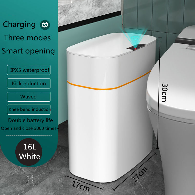 Smart Sensor Trash Can With Lid For Kitchen And Bedroom