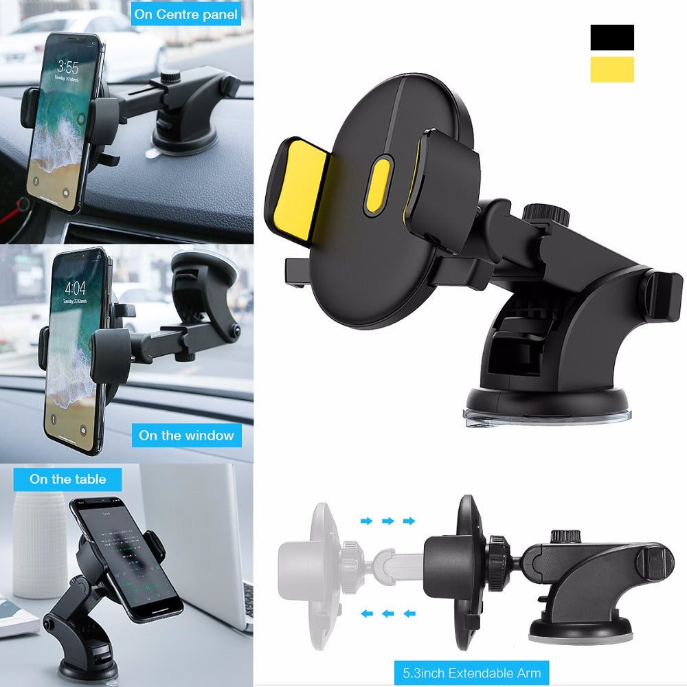 Telescopic Car Phone Holder with Long Rod and Suction Cup