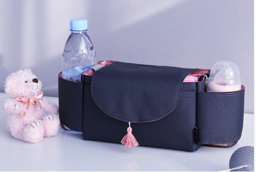 Baby Stroller Organiser Bag, Grey Bear Multi-Pocket Nappy Storage