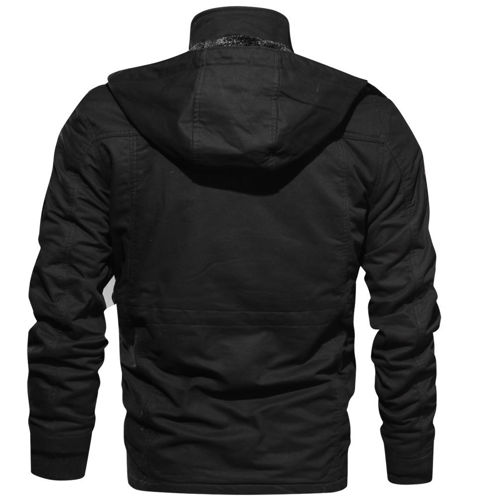 Men's Winter Fleece Hooded Jacket, Warm Thick Outerwear