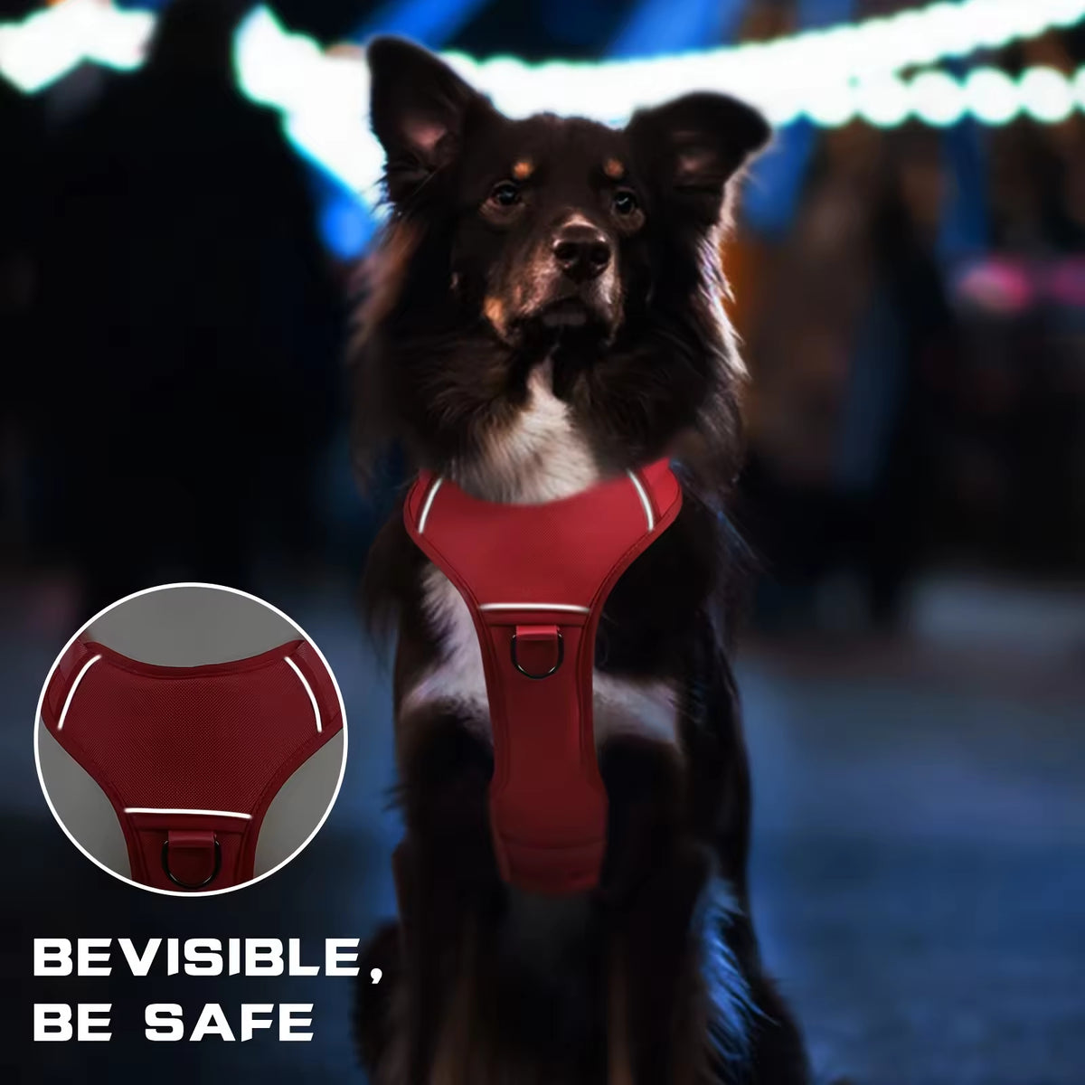 Adjustable No-Pull Dog Harness, Reflective Tactical Nylon