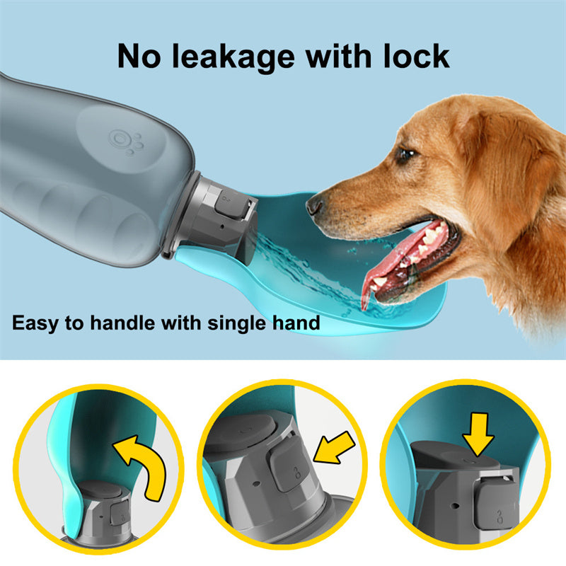 800ml Foldable Dog Water Bottle with Built-In Drinking Bowl