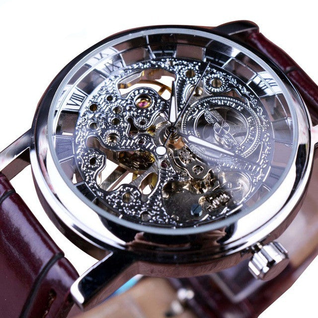 Men's Mechanical Watch with 4cm Dial and Steel Strap