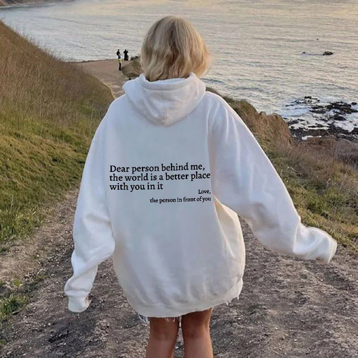 Sudadera con capucha para mujer con mensaje de amabilidad, de manga larga y disponible en varios colores
