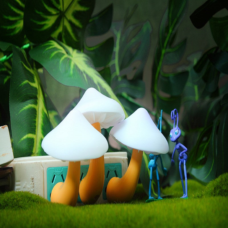 Mushroom LED Wall Socket Night Light With Light Sensor