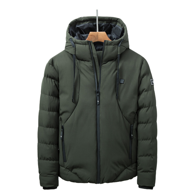 Unisex USB Heated Down-Style Jacket, Hooded Winter Coat