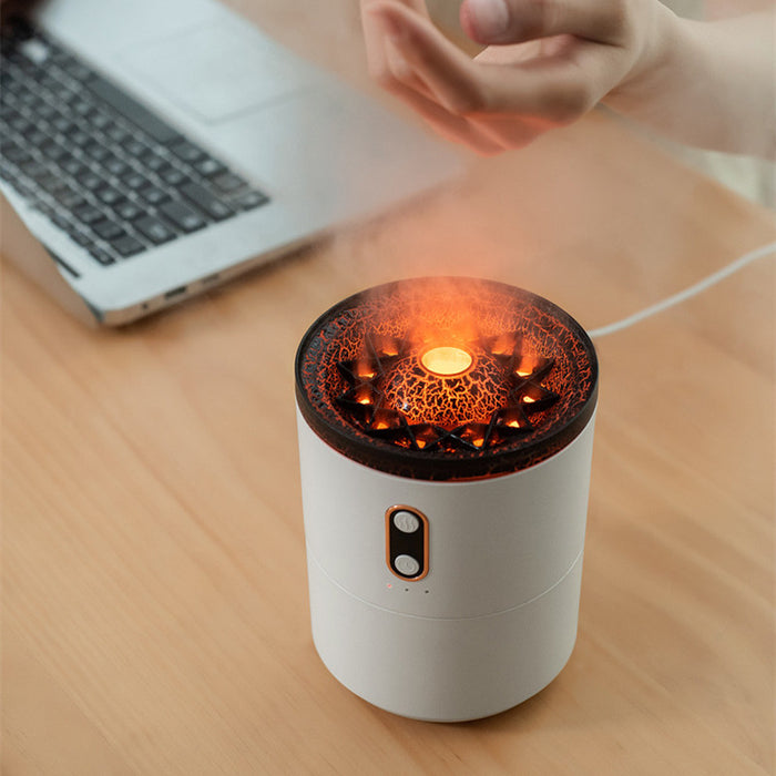 Difusor de aromas con llama volcánica y luz humidificadora con medusas