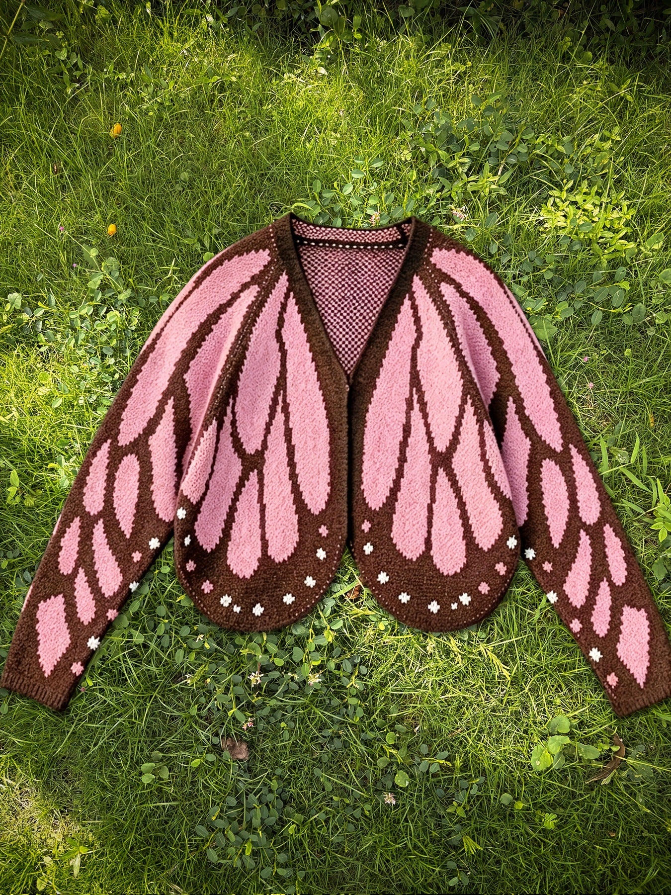 Women's Butterfly Knit Cardigan Sweater with Open Front, Long Sleeve