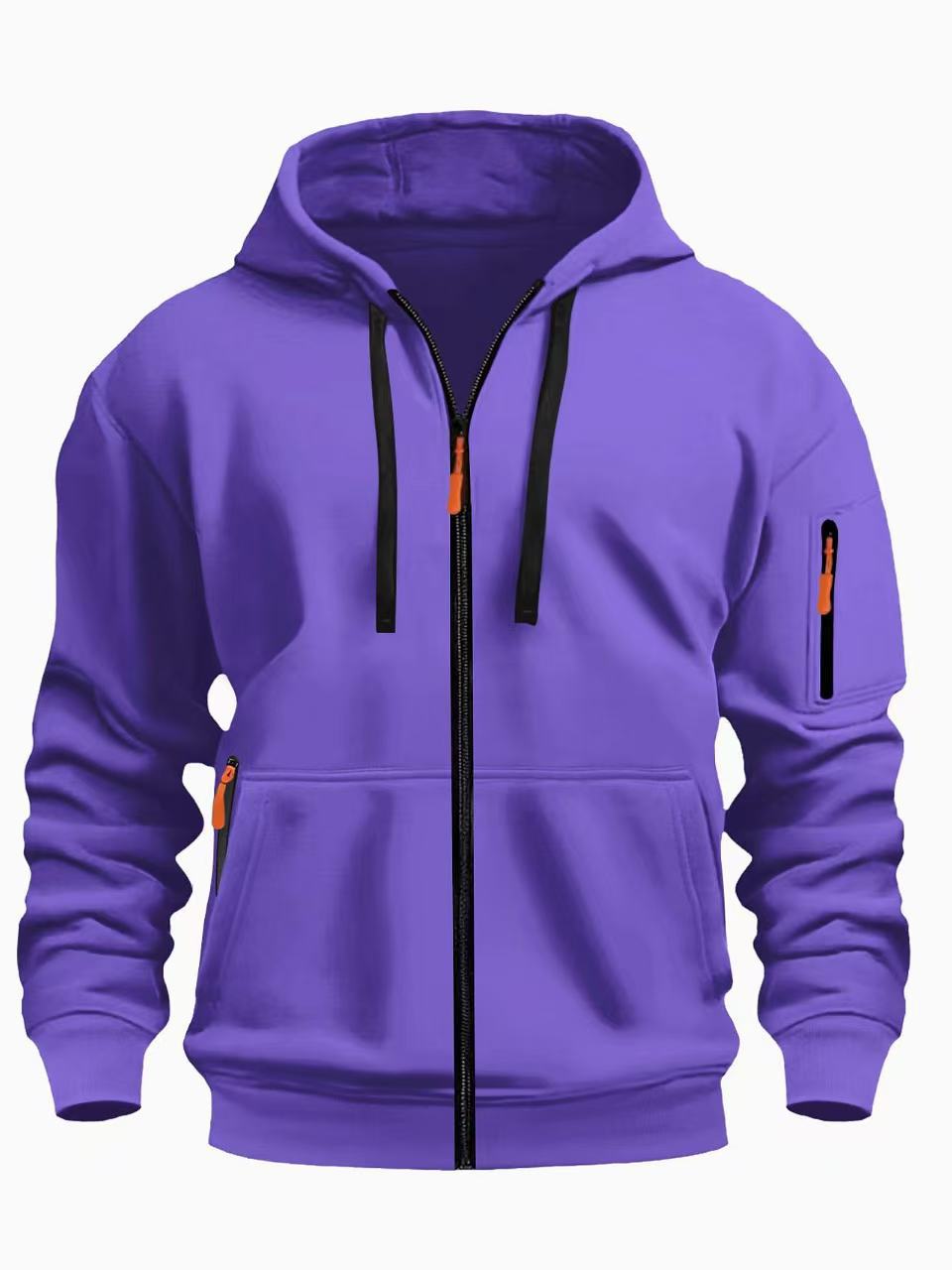Men's Zipper Hooded Sweatshirt Cardigan Coat for Sports and Casual Wear