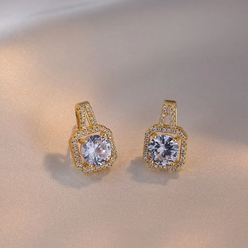 Zircon Pendant Necklace, Stud Earrings And Ring Jewellery Set