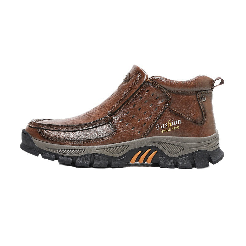Men's Casual Metal-Detail Ankle Boots with Chunky Heel