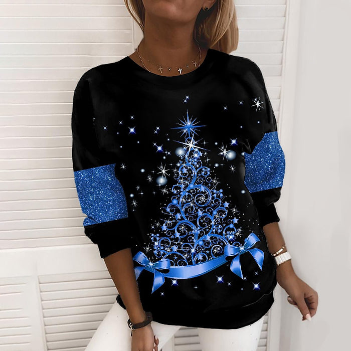 Pull décontracté à imprimé 3D de Noël pour femme