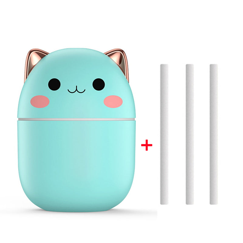 Cute Cat Ultra-Silent USB Air Humidifier for Bedroom, Office and Car