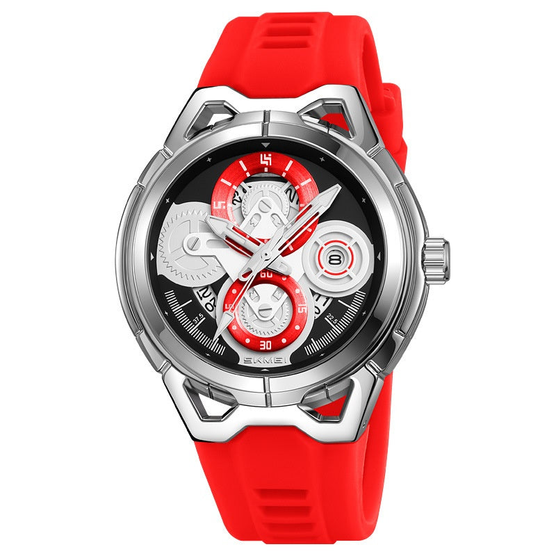 Men's Quartz Watch with Colourful Strap and Black or Silver Case