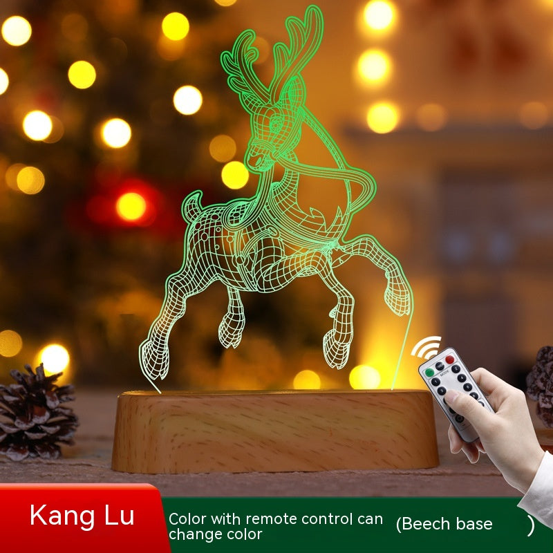 3D Acrylic LED Night Light Christmas Lamp with Warm Glow