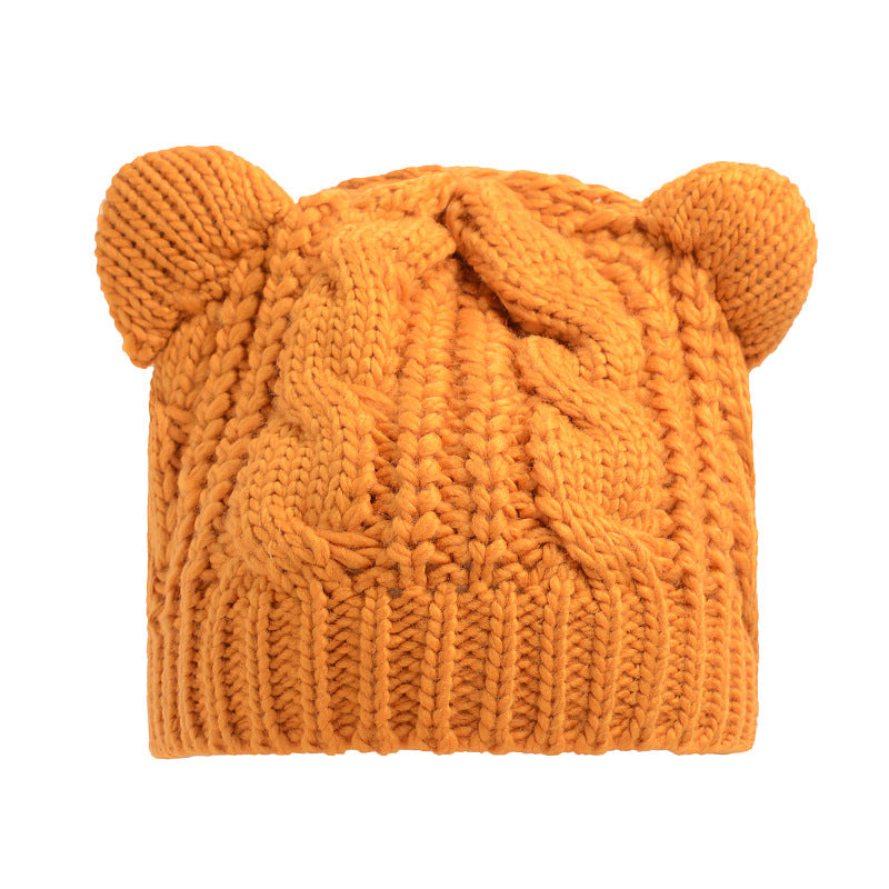 Handmade 3D Knitted Cat Ear Beanie Hat for Winter in Eight Colours