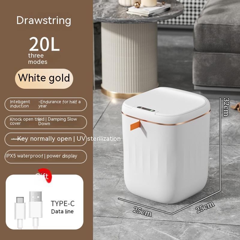 Smart Sensor Trash Can With Lid For Kitchen And Bedroom