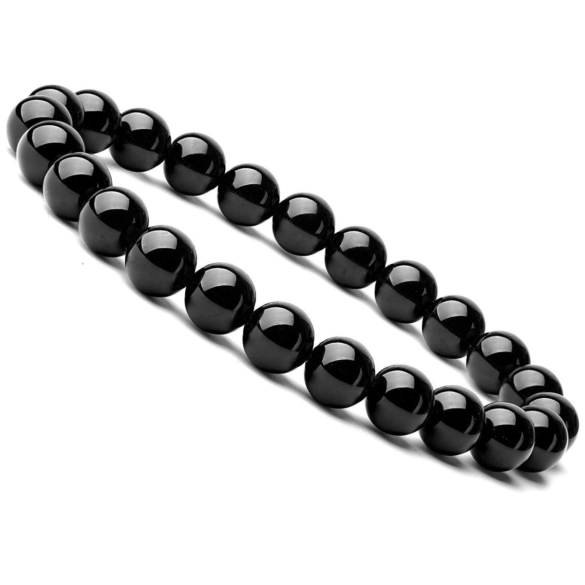 Natural Black Onyx Bead Bracelet for Women and Men, 6mm to 10mm
